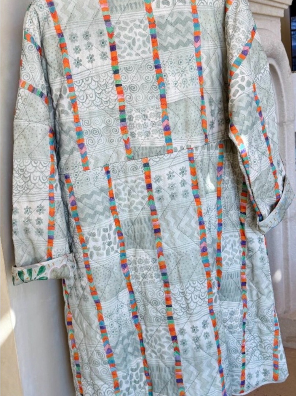 NWT Gudrun Sjoden WARM Quilted, REVERSIBLE Blue/Grey Floral Coat w Multicolor - Picture 13 of 13